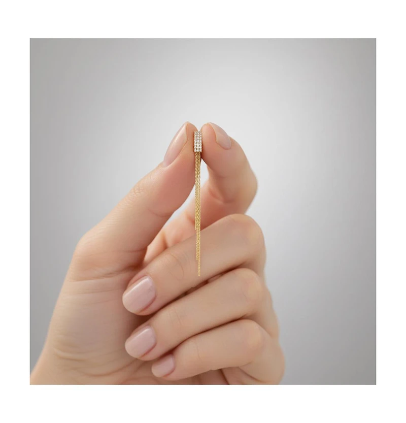 Rachel Glauber Brilliant 14K Gold Plated Cz Linear Drop Earrings