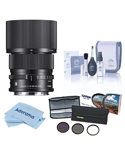 Sigma 90mm f/2.8 Dg Dn Contemporary Lens for L Mount, Bundle with 55mm Essential Filter Kit, Cleaning Kit and Cleaning Cloth
