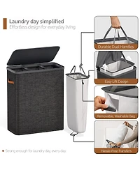 Sorbus 3-Compartment Laundry Basket with Removable Bag - Durable Organizer for Bathroom, Bedroom, or Room Space Saving Design