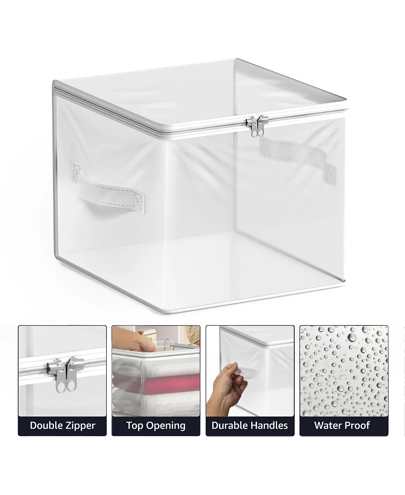 Sorbus 6 Pack Clear Storage Cube with Zipper & Carry Handles - for Clothes, Blankets, Bedding, Closets, Bedrooms & More
