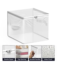 Sorbus 6 Pack Clear Storage Cube with Zipper & Carry Handles - for Clothes, Blankets, Bedding, Closets, Bedrooms & More