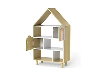 Slickblue House-Shaped Kids Bookshelf Dollhouse Style Toy Storage