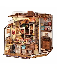 Robotime 3D Puzzles Chocolate Diy Miniature House Craft Kit Wooden Puzzle Chocolate Shop Set for Adult Kids Gifts