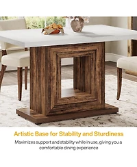 Tribesigns Dining Table for 4, 47-Inch Farmhouse Kitchen Dinner Table with Heavy Duty Pedestal, Rustic Wooden Eating Table