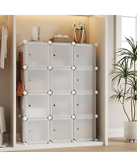 gaomon Space-Saving Modular Shoe Storage Cabinet – 12-Cube Stackable Organizer with Doors