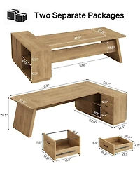 Tribesigns 78" L-Shaped Executive Desk, with Drawers and Lateral File Cabinet