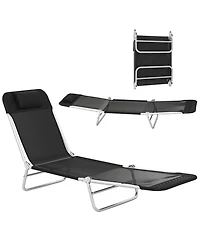 Outsunny Foldable Reclining Pool & Beach Chair w/ Pillow