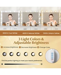 Vanity Desk with Lighted Mirror and Power Outlets, Makeup Dressing Table