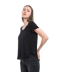 Wilt Clothing Women's Short Sleeve Shrunken V-Neck Shirttail Tee
