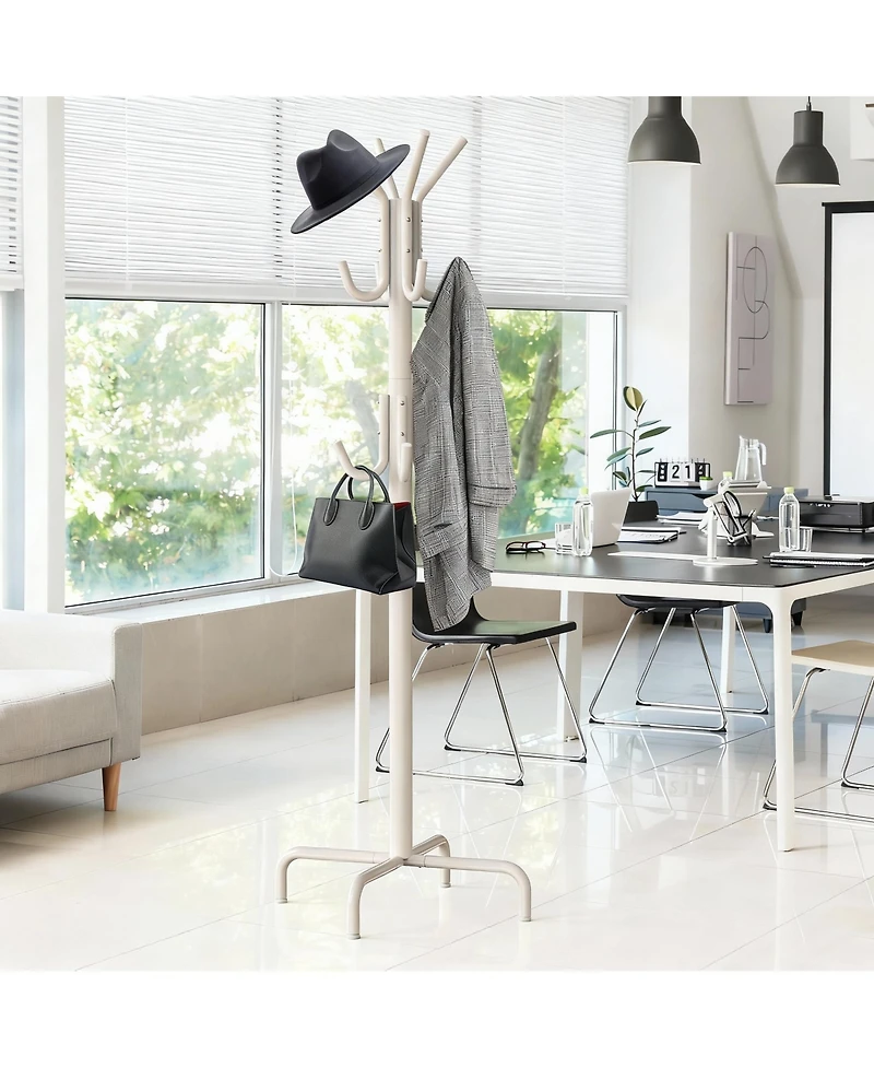 Yigii 12-Hook Space-Saving Coat Rack with Stable Base and Easy Assembly