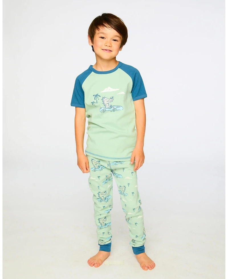 Deux par Toddler Boys Cotton Two-Piece Pyjama Set Green Crocodile Print