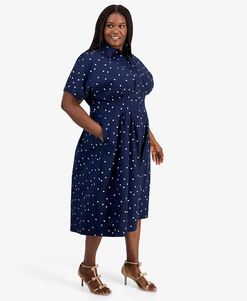 On 34th Trendy Plus Size Marjorie Pleated-Waist Shirtdress, Macy's Exclusive