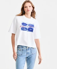 Guess Women's Cotton Oversized French Lips Tee