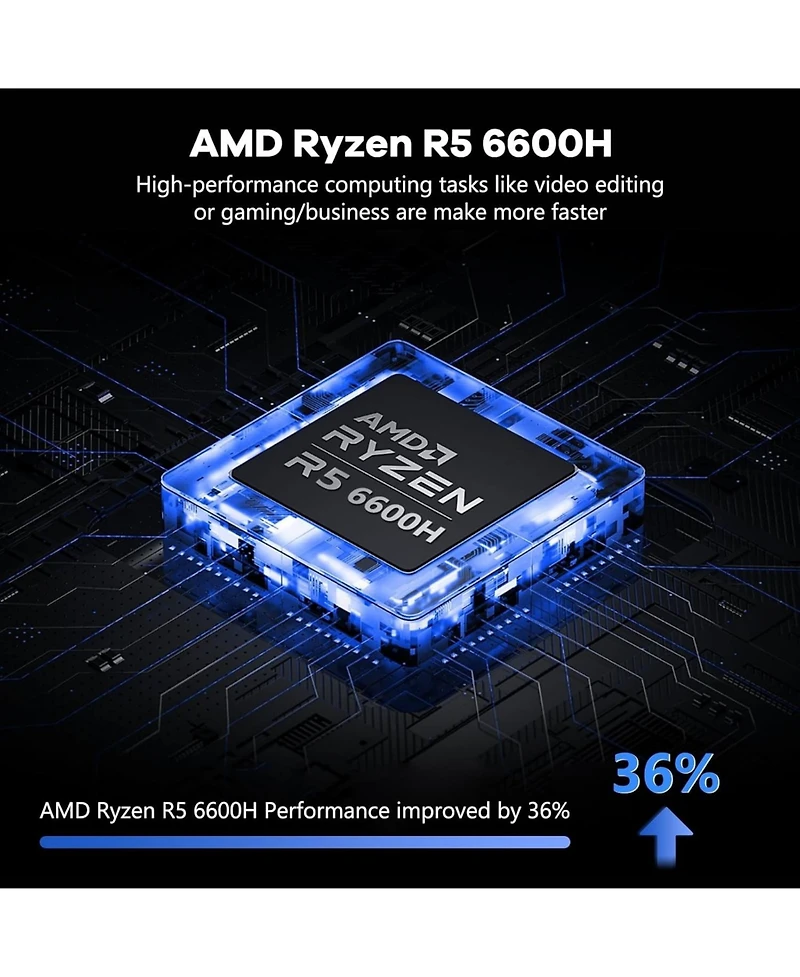 Nimo 15.6 Gaming Laptop Amd Ryzen 5 6600H 6-Cores 16GB DDR5 Ram 512GB Ssd 4.5GHz