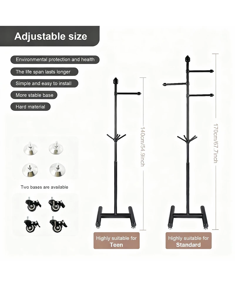 Yigii Heavy Duty Metal Coat Rack with 3 Arms and 5 Hooks for Various Spaces