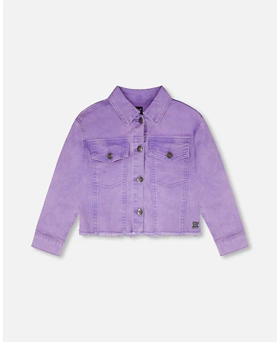 Deux par Girls Mauve Denim Jacket with Embroidery