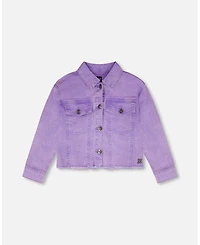Deux par Girls Mauve Denim Jacket with Embroidery