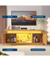 gaomon Brown 63" Tv Stand Entertainment Center with Power Outlet for Living Room