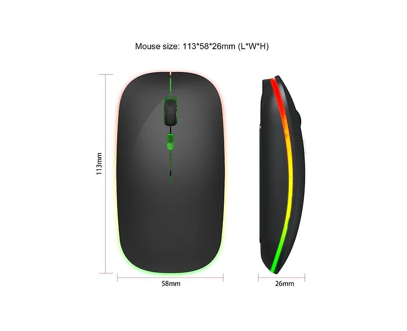 Risokeys Dual-Mode Wireless Mouse: 2.4G/Bluetooth,Color Glow, Silent & 3-Speed Dpi for Office/Design