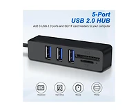 Risokeys 5 in 1 Usb A Hub Splitter, 480Mbps Data Transfer & Sd/Tf Card Reader, for Laptop/Smartphone,Ideal for Office Workers