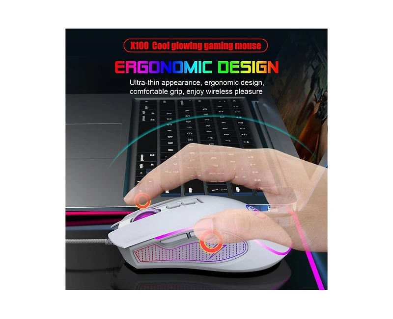 Risokeys Wired Gaming Mouse, 3600 Dpi Adjustable, Ergonomic Plug & Play Mouse for Pc Laptop Gamers & Office Workers