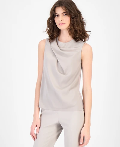 Anne Klein Women's Sleeveless Pleated Asymmetrical Top
