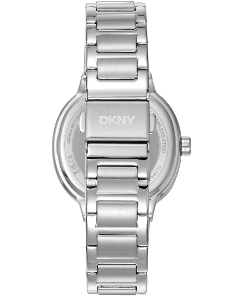 Dkny Women's Crystal Silver Dial Bezel Stainless Steel Bracelet Multifunctional Watch, 36mm