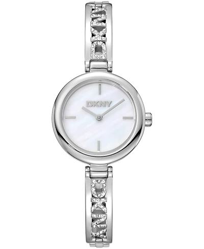 Dkny Women's White Dial Stainless Steel Crystal Accented Jewelry Bracelet Watch, 26mm