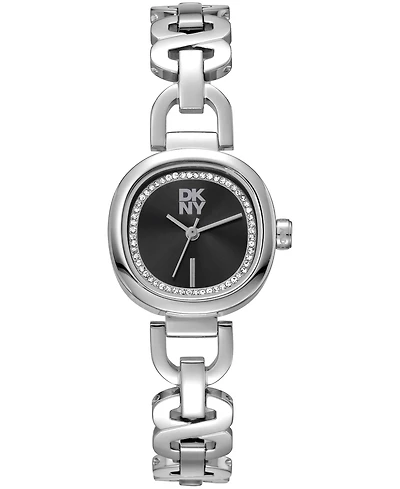 Dkny Women's Black Crystal Accented Dial Stainless Steel Open Link Bracelet Watch, 24mm