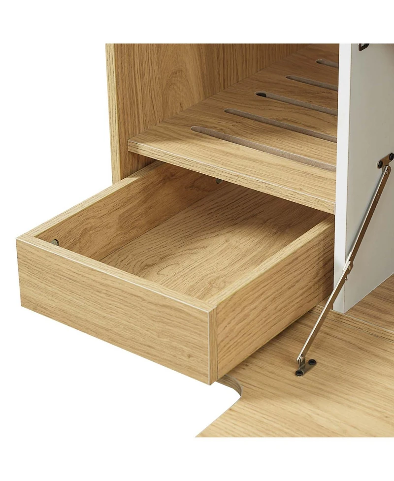 Aostirmotor Modern 2-in-1 Cat Furniture Set: Litter Box Enclosure & Cat House Side Table with Storage