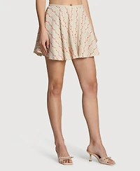 Avec Les Filles Women's Striped Low-Rise Mini Skirt