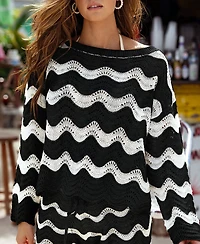 Cupshe Women's Castaway Cutie Striped Cover-Up Top