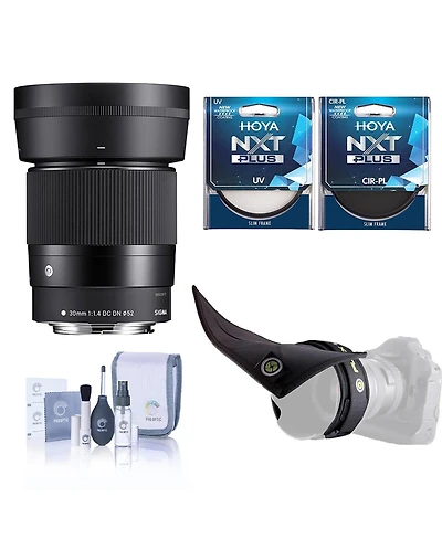 Sigma 30mm f/1.4 Dc Dn Contemporary Lens for Canon Ef-m, Bundle with 52mm Uv Lens Filter, Circular Polarizer Lens Filter and Flexible Lens Shade