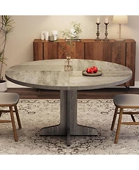 Gaomon Round Dining Table for 4, 47" Room with Wooden Base, Circle Kitchen Dinner Room, Kitchen, Living