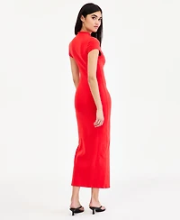 Bar Iii Women's Cap-Sleeve Mock-Neck Midi Dress, Exclusively at Macy's
