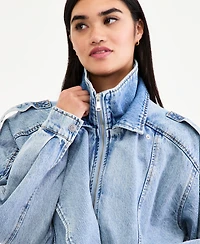 Bar Iii Women's Oversized Denim Bomber Jacket, Macy's Exclusive