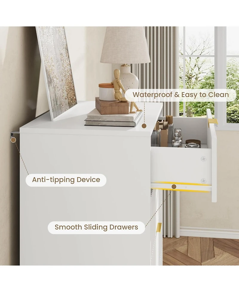 gaomon 4 Drawer 36.85" Tall Fluted Engineered Wood Chest of Drawers with Metal Handle