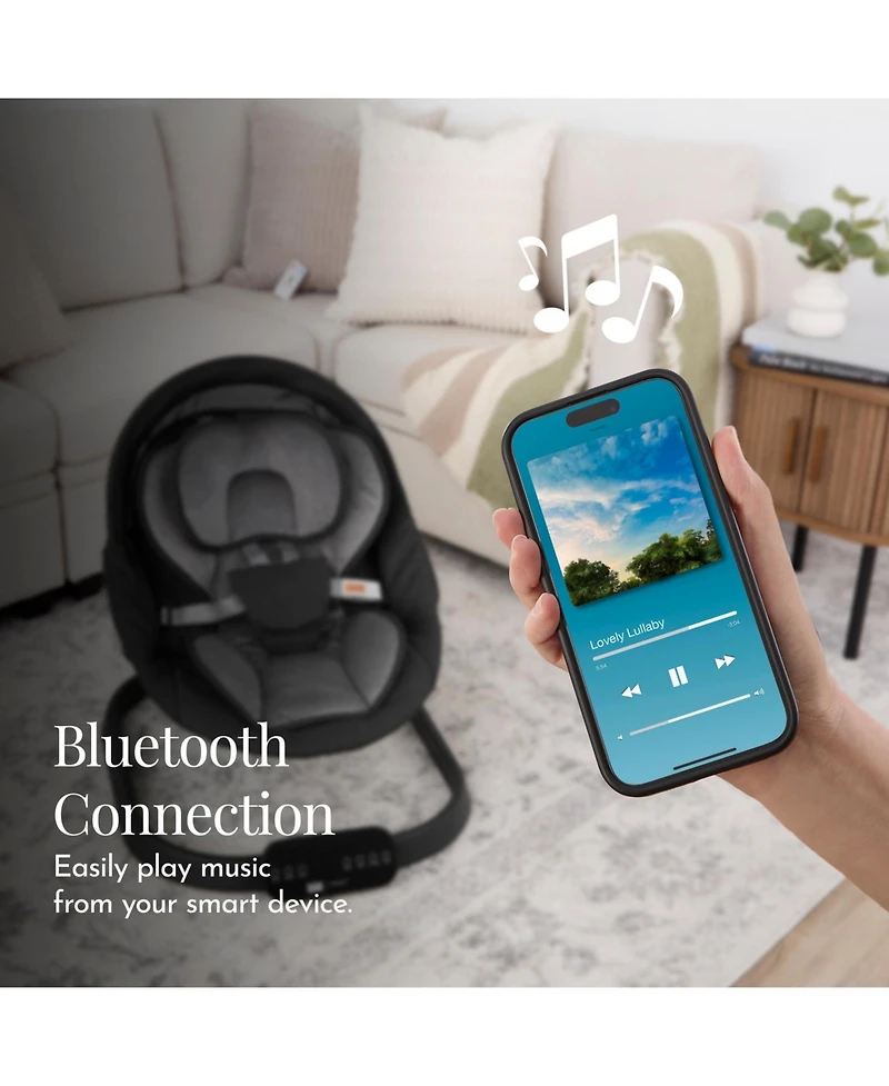 Evolur Baby Comfort Cocoon Smart Swing 0–24 Months with 5 Speeds, Remote & Tuya Control, Dual-Climate Seat Pad & 3 Point Harness