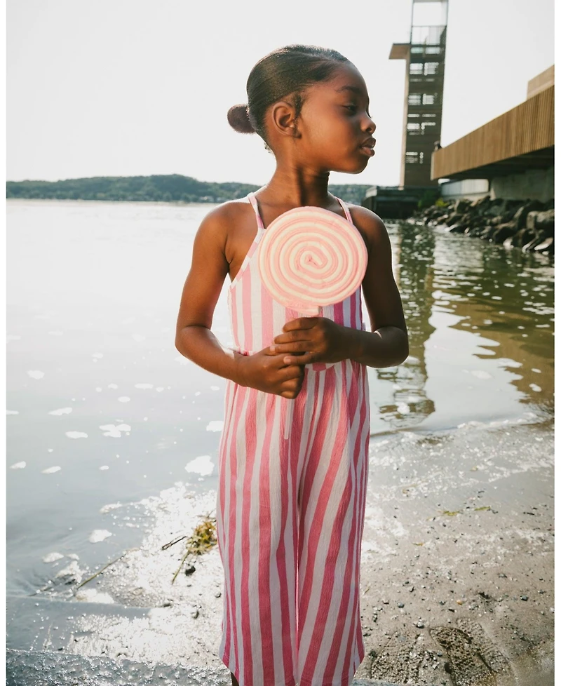 Deux par Toddler Girls Crinkle Jersey Striped Jumpsuit