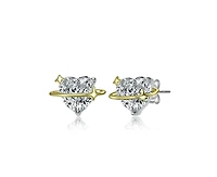 Rachel Glauber Heart Cz & Star Stud Earrings