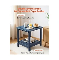 Slickblue 2-Tier Outdoor Side Table in Black Hdpe for Backyard or Indoor Use