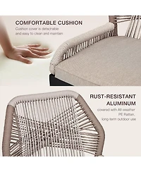 gaomon Outdoor Bar Stools Leaf Bohemia Wicker Rattan High Top Patio Chairs Back & Footrest