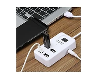 Risokeys Usb 2.0 4-Port Hub with Power Switch, 480Mbps High-Speed Splitter, for Laptop & Desktop Users,Ideal for Home Office