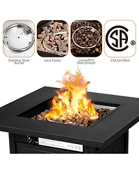 Costway 7 pieces Patio Furniture Set with 28" 50000 Btu Propane Gas Fire Pit Table Cushions