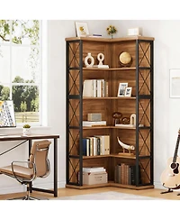 Yigii 5-Tier L-Shaped Corner Bookshelf for Living Room, Home Office
