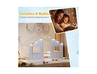 Slickblue Kids Twin Floor Bed, House-Shaped Design with Led Lighting