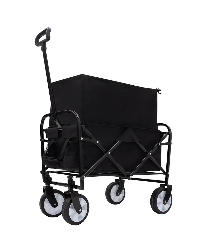 Mondawe Extendable Collapsible Storage Wagon Utility Carts w/ 225LBS Capacity, 360° Wheels