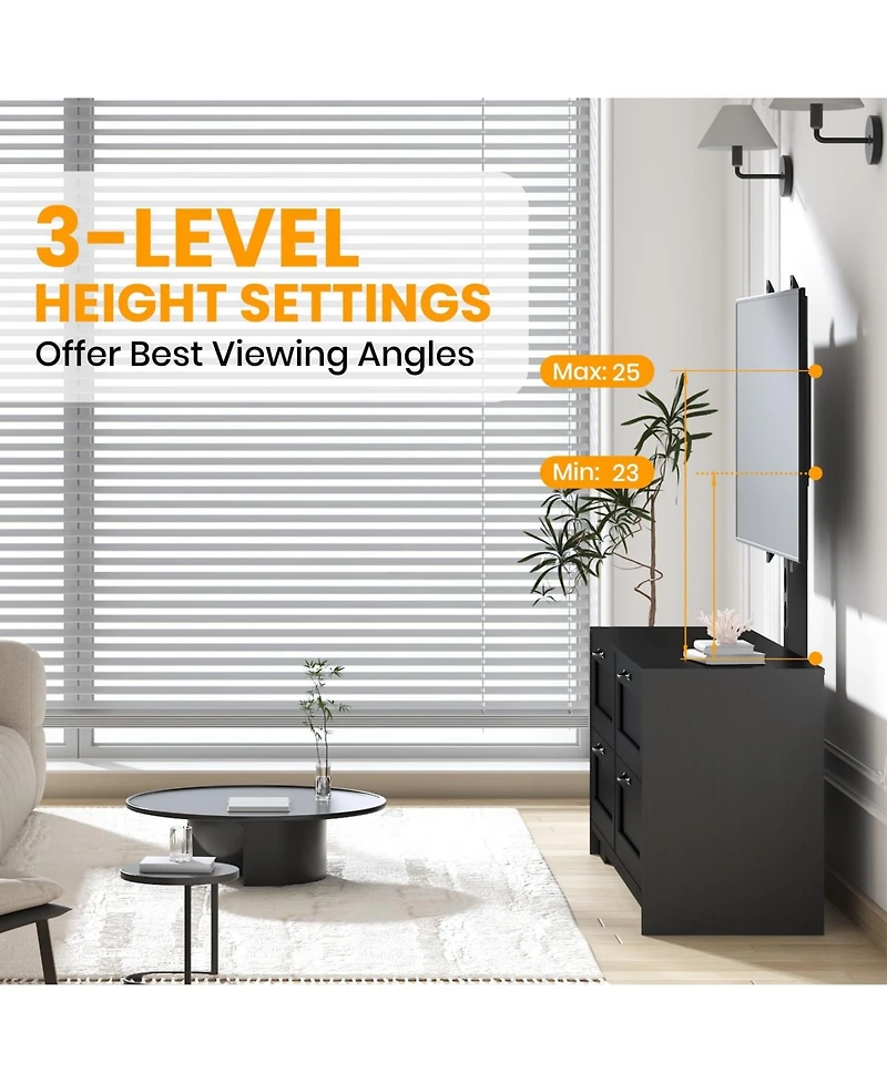 gaomon Tv Stand with Mount and 4 Drawers Storage Fits 3 ,Entertainment Center w/Height Adjustable Mount