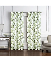 Olivia Gray 100% Polyester 200 Gsm Hydrangea Printed Blackout Grommet Curtain Panel 54" x 90