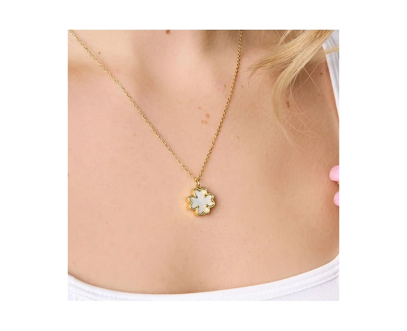 Little Sky Stone Clover Mop Pendant Necklace